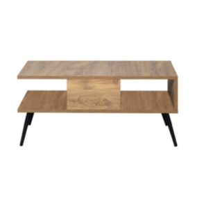 Table basse décor bois pin et noir L90 cm - BUKLE