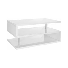 Table basse Dcambias, Table basse de salon, Meuble de rangement bas, Table basse, 90x55h41 cm, Blanc brillant