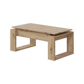 Table basse Ddav, Table basse avec plateau relevable, Table basse de salon, 105x55h45/56 cm, Chêne noué