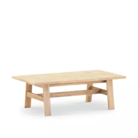 Table basse de jardin 125x65 en bois et céramique beige - Bisbal