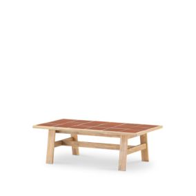 Table basse de jardin 125x65 en bois et céramique terracotta - Bisbal