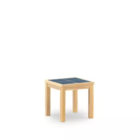 Table basse de jardin 45x45 en bois et céramique bleue - Bisbal