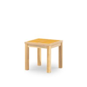 Table basse de jardin 45x45 en bois et céramique moutarde - Bisbal