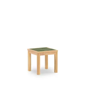 Table basse de jardin 45x45 en bois et céramique verte - Bisbal