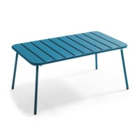 Table basse de jardin acier bleu pacific Palavas  Oviala