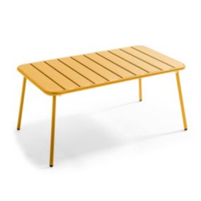 Table basse de jardin acier jaune 90 x 50 cm Palavas  Oviala