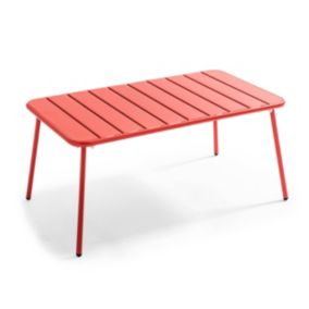 Table basse de jardin acier rouge 90 x 50 cm Palavas  Oviala