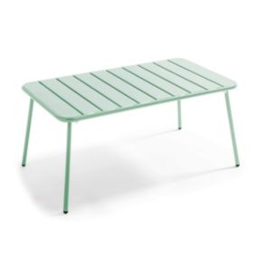 Table basse de jardin acier vert sauge 90 x 50 cm Palavas  Oviala