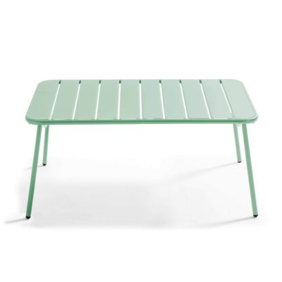 Table basse de jardin acier vert sauge 90 x 50 cm Palavas  Oviala