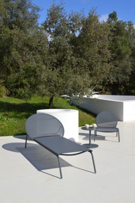 Table basse de jardin aluminium Pop gris Arcane H.44 cm