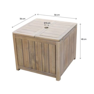 Table basse de jardin avec trous pour parasol carré bois d'acacia GoodHome Riveo