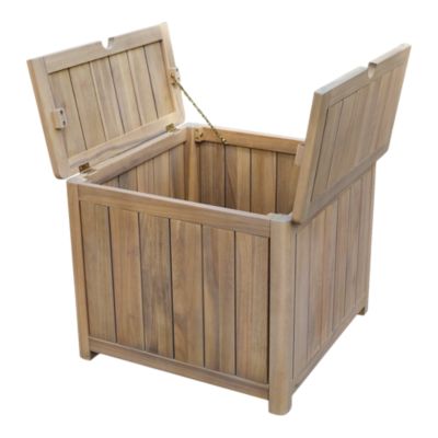 Table basse de jardin avec trous pour parasol carré bois d'acacia GoodHome Riveo