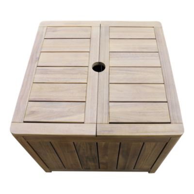 Table basse de jardin avec trous pour parasol carré bois d'acacia GoodHome Riveo
