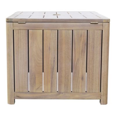 Table basse de jardin avec trous pour parasol carré bois d'acacia GoodHome Riveo