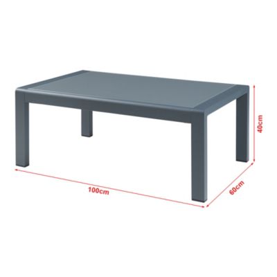 Table basse de jardin Avise verre trempé 100 x 60 x 40 cm anthracite casa.pro