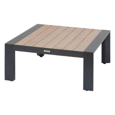 Table basse de jardin carrée "Évasion" graphite & honey 87 x 87cm en aluminium - Hespéride