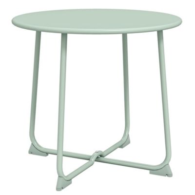 Table basse de jardin compacte dia.50 x H.45 cm métal vert d'eau