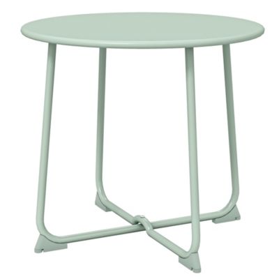 Table basse de jardin compacte dia.50 x H.45 cm métal vert d'eau
