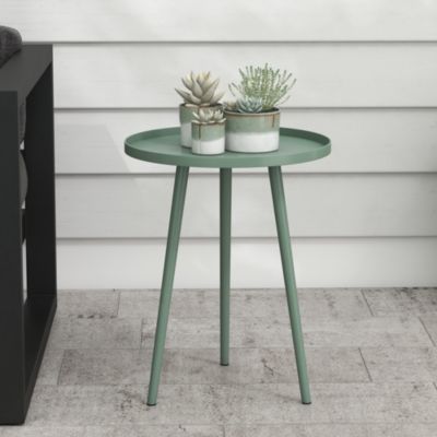 Table basse de jardin d'appoint design scandinave dia. 40 x 50H cm acier époxy
