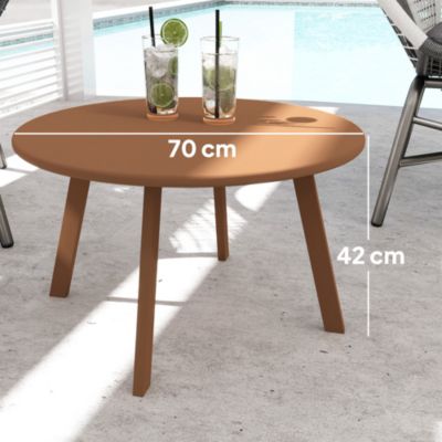 Table basse de jardin d'appoint style nordique dia. 70 x 42H cm métal époxy