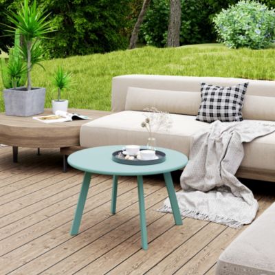 Table basse de jardin d'appoint style nordique dia. 70 x 42H cm métal époxy