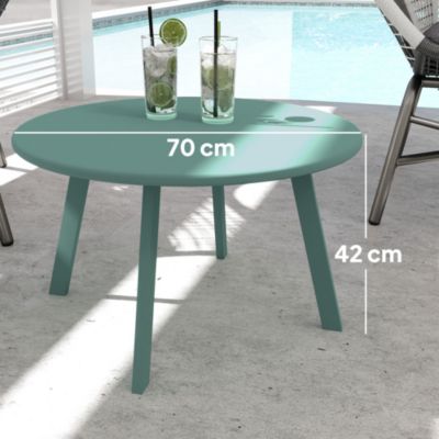 Table basse de jardin d'appoint style nordique dia. 70 x 42H cm métal époxy