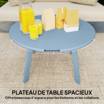 Table basse de jardin d'appoint style nordique dia. 70 x 42H cm métal époxy