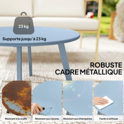 Table basse de jardin d'appoint style nordique dia. 70 x 42H cm métal époxy