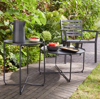 Table basse de jardin en métal GoodHome Nova ebony ø65 cm