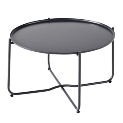 Table basse de jardin en métal GoodHome Nova ebony ø65 cm