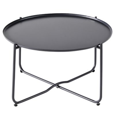 Table basse de jardin en métal GoodHome Nova ebony ø65 cm