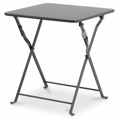 Table basse de jardin en métal Saba anthracite pliante 40 x 40 cm