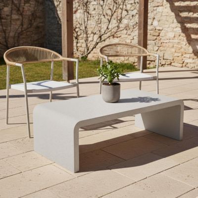 Table basse de jardin L100 effet béton lisse   Oviala