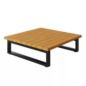 Table basse de jardin Moala en aluminium et bois coloris bois naturel L.80 x l.80 x H.23,5 cm