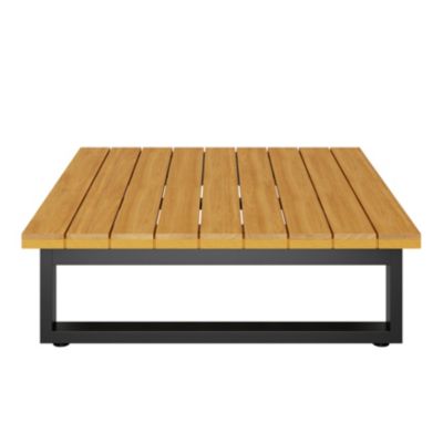 Table basse de jardin Moala en aluminium et bois coloris bois naturel L.80 x l.80 x H.23,5 cm