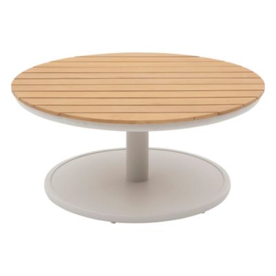 Table basse de jardin Olimio coloris blanc et bois Hespéride ⌀87 cm