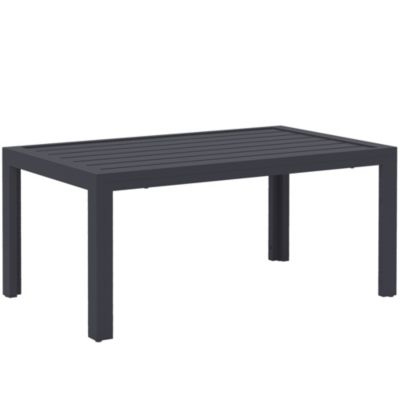 Table basse de jardin rectangulaire dim. 101,5 x 61 x 46 cm plateau à lattes métal époxy gris
