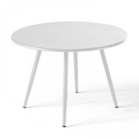 Table basse de jardin ronde en métal blanc 40 cm Palavas  Oviala