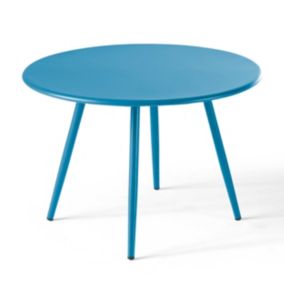 Table basse de jardin ronde en métal bleu pacific 40 cm Palavas  Oviala