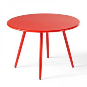 Table basse de jardin ronde en métal rouge 50 cm Palavas  Oviala