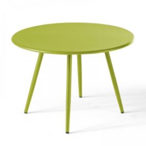 Table basse de jardin ronde en métal vert 50 cm Palavas  Oviala