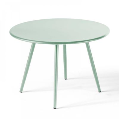 Table basse de jardin ronde en métal vert sauge 40 cm Palavas  Oviala