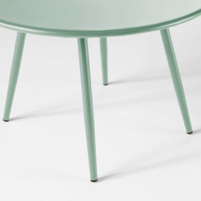 Table basse de jardin ronde en métal vert sauge 40 cm Palavas  Oviala