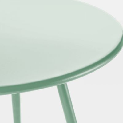 Table basse de jardin ronde en métal vert sauge 40 cm Palavas  Oviala