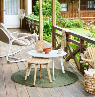 Table basse de jardin Saona acier blanc Ø50 x H.45 cm