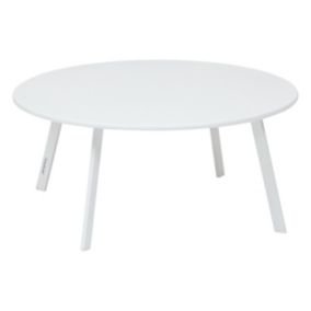 Table basse de jardin Saona acier blanc Ø90 x H.39 cm