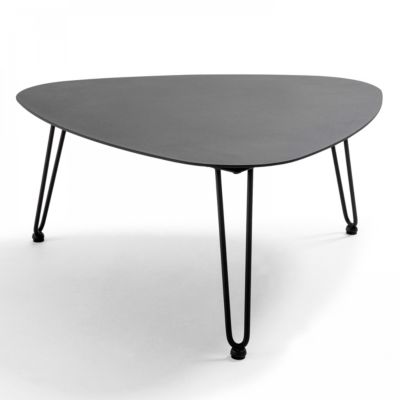 Table basse de jardin triangulaire en aluminium noir  Oviala