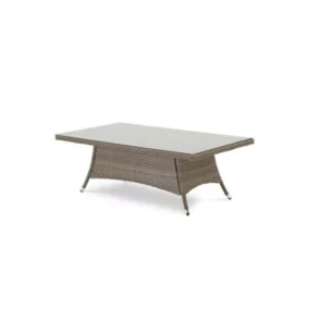 Table basse de porche en aluminium et rotin synthétique 140x80x46cm - Bolonia