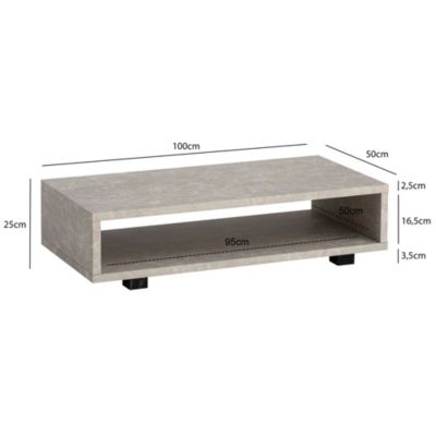 Table Basse de Salon 100 cm Grande Moderne Rangement Rectangulaire FineBuy