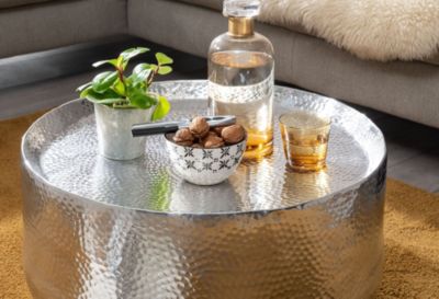 Table Basse de Salon 60x60x35 cm Table de Canapé Metal Orientale Ronde FineBuy